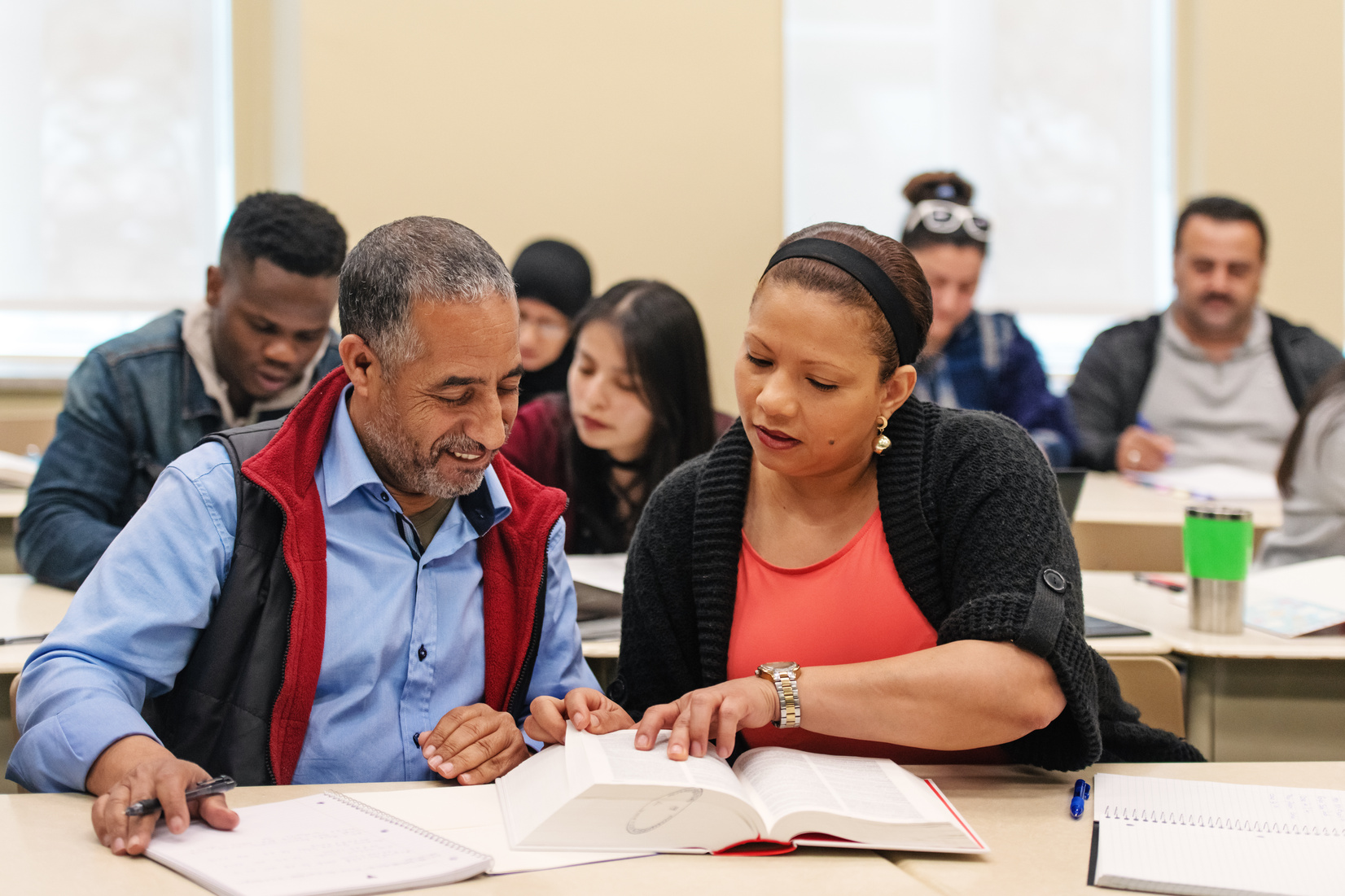 Multi-ethnic adults education classroom